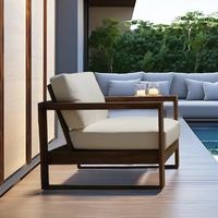 Fauteuil de salon modulable 1 place en bois de teck design moderne pour hôtel patio jardin piscine terrasse pour ensemble de canapé