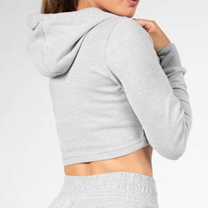 Wholesale Custom Unisex <b>Thermal</b> Pullover Long Sleeve Crop Hoodie Solid 100% Cotton Winter Breathable Zipper Design <b>Women</b> Men - Product Image 3