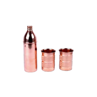 Bouteille d'eau artisanale en cuivre, design classique, en métal et verre, 500ml-1000ml, avec couvercle vissé en acier inoxydable, écologique