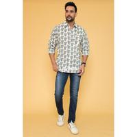 Chemise décontractée pour homme à imprimé éléphant, faite à la main en coton indien, chemise à manches longues, chemise de créateur pour homme
