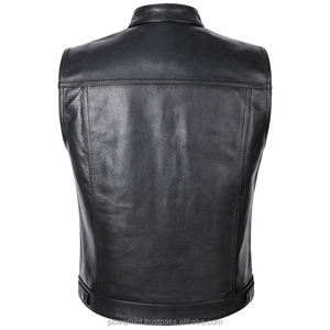 Nouvelle Mode Classique Moto Gilet En Cuir Pu Vachette Cortège Gilet 6XL Hommes En Cuir Véritable Sans Manches Vestes - Product Image 2