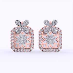 Attrayant Floral Matrix Diamant Pendentif Ensemble Avec Boucles D'oreilles Pour Elle Lab Grown Diamant Pendentif Ensemble Avec De Belles Boucles D'oreilles - Product Image 5