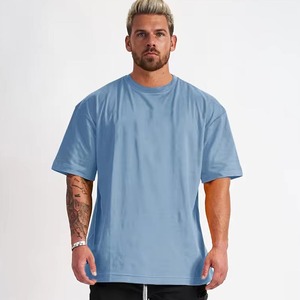 ขายส่งสีทึบแขนสั้นเสื้อ T เปล่าพิมพ์โลโก้ 2024 ผ้าฝ้าย 100% ผู้ชาย 230 กรัมผ้าฝ้ายหนักสีดําเสื้อยืด - Product Image 5