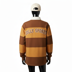 Camiseta de rugby para mujer, 280 GSM, mezcla premium de algodón y poliéster, paneles a rayas, logotipo bordado, estampado personalizado, camisetas de rugby para mujer - Product Image 2