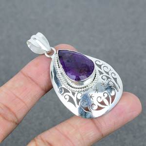 สร้อยคออเมทิสต์ชุบเงินทำด้วยมือทองเหลืองสร้อยคออัญมณีแฟชั่นสำหรับผู้หญิงงานหมั้นงานแต่งงาน - Product Image 1