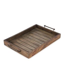 Juego de bandejas decorativas de madera Diseño floral tallado Bandeja de madera encalada Vintage para la decoración del hogar y la cocina - Product Image 5