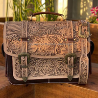 Ensemble bagages et porte-documents en cuir repoussé à la main de haute qualité sacs à roulettes à fleurs occidentales avec combinaison de valise de voyage Vintage en peau de vache