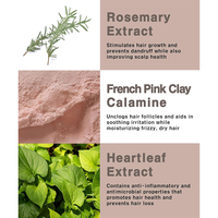ERIGERON Champú Sólido Vegano Todo en Uno - Arcilla Rosa Francesa + Estuche de Madera de Abedul Unisex Para Todo Tipo de Cabello OEM Coreano