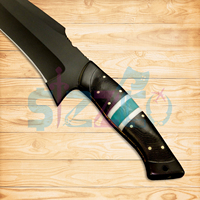 Couteau de Chef de Cuisine Moderne Fait Main Personnalisé, Lame en Acier D2 Revêtue de Poudre Noire, Manche en Micarta, Ambidextre, 6-7,9 pouces, Antiadhésif