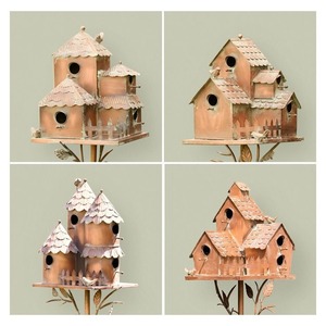 Maison d'oiseau en métal unique avec un toit imperméable protecteur idéal pour les jardins et les pelouses extérieurs - Product Image 6