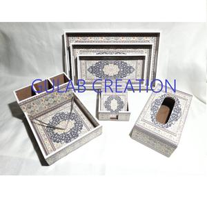 Juego de Posavasos de MDF con Diseño Moderno Personalizado, Bandeja con Impresión Digital, Porta Cubiertos, Porta Servilletas, Caja para Pañuelos, Decoración con Patrón Geométrico de Frutas - Product Image 1