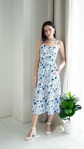 High Quality Women's Blue Maxi Romantic Midi Dress Cottagecore Jumpsuits & Playsuits - Product Image 3