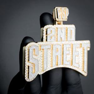 Lettre personnalisée pour hommes en argent sterling 925 glacé VVS Moissanite diamant LGD pendentif plaqué or bijoux Hip Hop pendentif à breloque style - Product Image 2