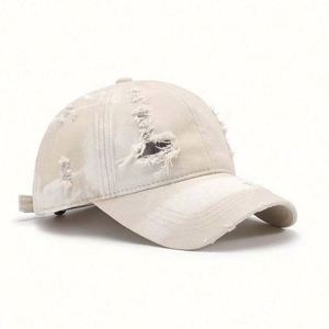 Gorras de Béisbol Vintage con Borde Deshilachado y Logotipo Personalizado al por Mayor, Gorras Desgastadas para Mujer - Product Image 2