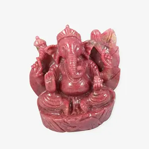 Sculpture de Rhodonite de Ganesh, cristaux de Rhodonite de seigneur de Ganesha, Statue de guérison de Chakra de Reiki de qualité supérieure - Product Image 1