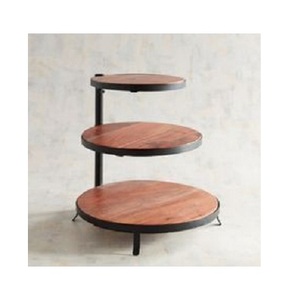 Support à gâteau en bois d'acacia 2025 de haute qualité couleur naturelle support à Dessert et Cupcake à 2 niveaux forme ronde pour mariage et anniversaire - Product Image 6