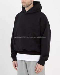 เสื้อฮู้ดดี้ทรงครอปพิมพ์ลายตามสั่งสำหรับผู้ชาย ผ้าคอตตอน 100% หนา 460-500 แกรม ทรงกล่อง ไซส์ใหญ่พิเศษ สีน้ำเงินไคลน์ - Product Image 3