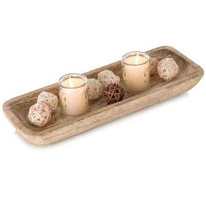 Una bandeja de madera de forma única y diseño diferente se puede utilizar para múltiples propósitos, como para servir y para encender velas. - Product Image 3