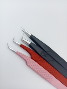 Pince à cils en acier inoxydable japonais de couleur personnalisée avec poignée en diamant et pointe pointue pour l'extension des cils - Product Image 5