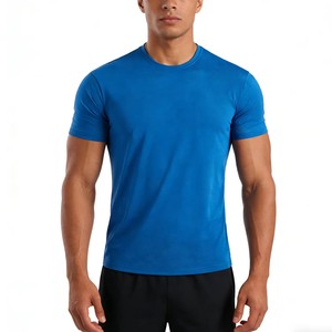 Camiseta Deportiva de Manga Corta para Hombre, Cuello Redondo, Holgada, de Tela Fresca y Ligera, de Secado Rápido y Transpirable, Diseño Minimalista Azul Real Sólido - Product Image 2