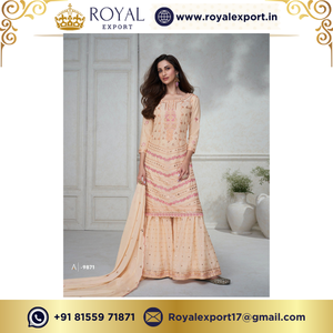 พรีเมี่ยมผ้าไหมจินินปากีสถานเย็บคอลเลกชันชารารา Eid โดยรอยัลส่งออกซูราธ - Product Image 4