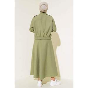 Conjunto 2 Piezas Doble Bolsillo Con Cremallera Falda Verde Almendra - Product Image 4