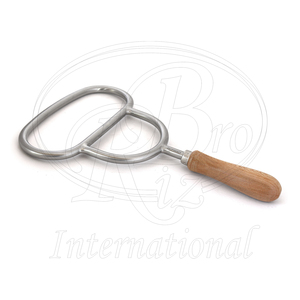 Instrument vétérinaire Schulze, écarteur buccal/cale en acier chromé avec manche en bois - Product Image 1