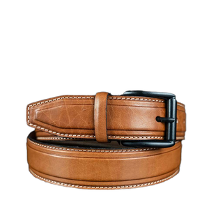 OEM de alta calidad de la pluma de borde Tan hecho a mano de los hombres cinturón de cuero genuino 2025 elegante al por mayor vestido de cinturón de los hombres logotipo personalizado - Product Image 1