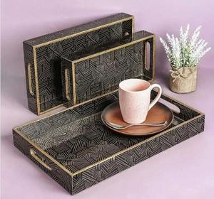 Plateau de service en bois naturel émaillé, plateau de service pour la cuisine, plateau de service pour la nourriture - Product Image 1