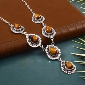 Collar de Citrino con Baño de Oro, Hecho a Mano, Plata de Ley 925, con Piedras Preciosas, para Niñas y Mujeres, Certificado IGI, Venta al Por Mayor - Product Image 1