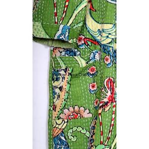 Veste kimono en tissu Kantha indien fait main pour femmes, broderie Suzani, vêtements de nuit d'été, tissu tissé, court, automne - Product Image 2