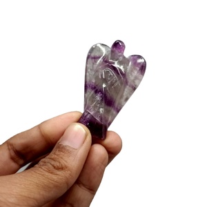 Figurine d'ange en fluorite violette naturelle sculptée, pierre de guérison Reiki, décoration d'intérieur, cadeau, vente en gros de Rais Agate - Product Image 1