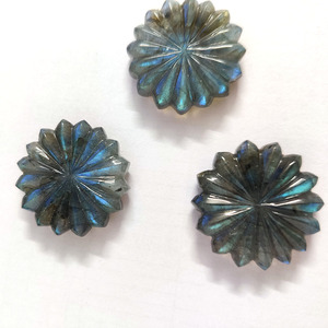 Wholesale High Polished Round <b>Hand</b> Carved Natural Grey Labradorite Gemstone for Jewelry Making - Product Image 2