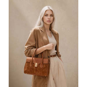 Structured <b>Handbag</b> in Genuine Dollaro and Suede Leather - Made in Italy - Art. 26098 - Product Image 2
