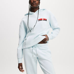 Venta al por mayor de gran tamaño Sudadera con capucha para mujer de moda caída del hombro de manga larga Casual y cómodo Color sólido holgado señoras Sudadera con capucha - Product Image 1