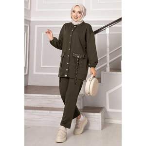 Juego de dos hilos con diseño de piedra de ojo de pájaro caqui - Product Image 1