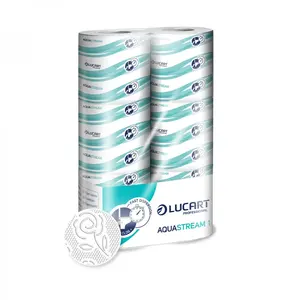 Papel Higiénico Lucart Aquastream de 2 Capas, Suave, de Disolución Rápida, Rollo Jumbo, 200 Hojas, Certificación PEFC Ecolabel, 6 Rollos x 12 Paquetes - Product Image 1