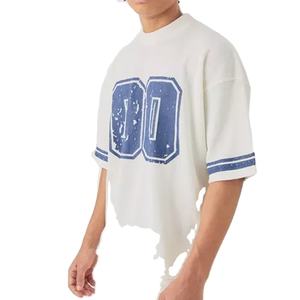 Ensemble décontracté d'été pour homme, 2 pièces, avec t-shirt à épaules tombantes et short, logo personnalisé, grandes tailles - Product Image 2