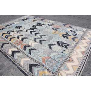Tapis vintage surdimensionné 9,5x13,6 pieds, tapis turc persan en laine bleu gris - Product Image 2