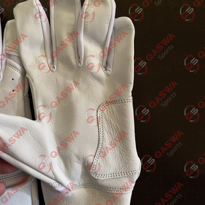 Guantes de bateo de béisbol profesional Guantes de bateo de cuero de puño corto de color blanco cómodos de alta calidad - Product Image 2