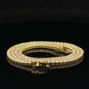 Cadena de Tenis de Oro 14k/18k/10k con Diamantes Brillantes Cultivados en Laboratorio, Unisex, Elige Tu Color, Elegantes Collares de Joyería Aliora - Product Image 3