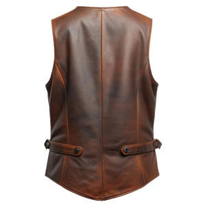 Chaleco de cuero de aspecto único y clásico, ropa informal para exteriores, Chaleco de cuero transpirable de estilo personalizado de alta calidad para hombres - Product Image 2