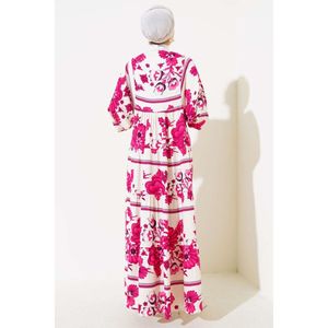 Robe à Motifs avec Col à Glands Prune - Product Image 2