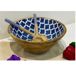 Ensemble de 4 bols de service en bois émaillé imprimé pour salade de fruits, service de soupe, usage hôtelier et de restauration, usage hôtelier et de station balnéaire - Product Image 2