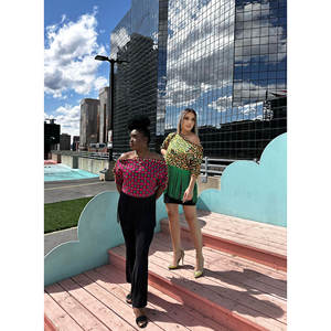 Dara by Oge <b>African</b> <b>Print</b> Fringe Crop <b>Top</b> in Pink & Green Elegant Clothing for Women - Product Image 4