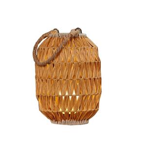 Linterna de mimbre grande con forma de cilindro de diseño tejido natural, colgante de mimbre rústico con acabado blanco - Product Image 1