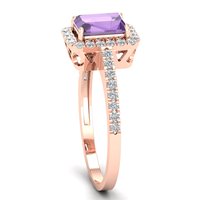 Bague personnalisée en or rose massif 18 carats diamant naturel violet améthyste pierre précieuse bague de mariage pour cadeau taille femme homme