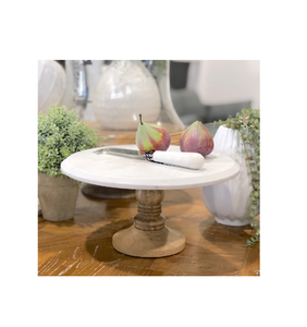 Customized Marble Cake <b>Display</b> Dessert Wood <b>Stand</b> Natural Marble Circular Tray Wedding Cake <b>Stand</b> for Round Shape - Product Image 6