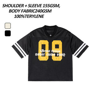 Relaxed Fit Football Mesh Tee 100% Polyester Custom <b>Striped</b> Sleeve Detailing Screen Print <b>T</b> <b>shirts</b> <b>for</b> <b>Men</b> - Product Image 4