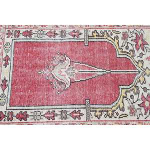 Alfombra Turca Vintage de 2.9x3.7 pies, Alfombra Pequeña, Alfombra de Lana Roja - Product Image 5